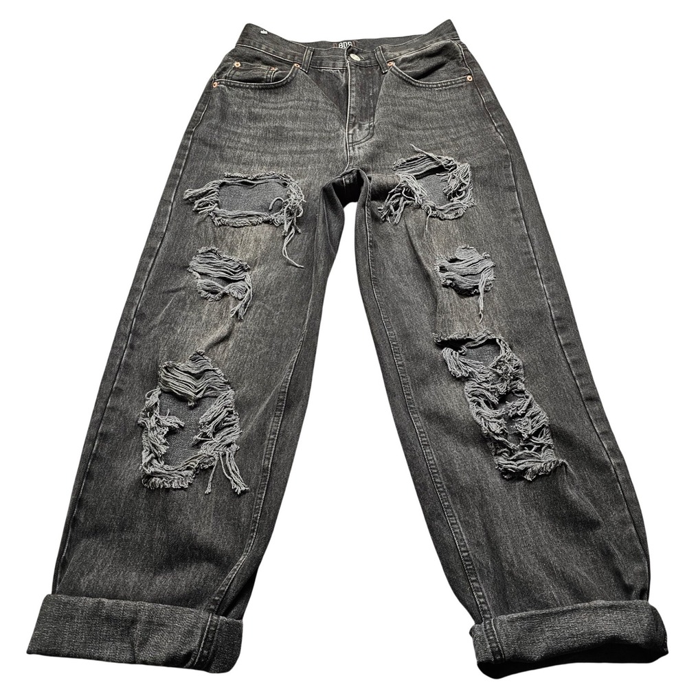 BDG High-Rise Baggy Distressed Jeans Womens 28 Washed Black Urban Outfitters
